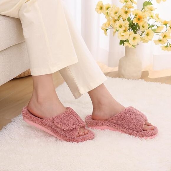 Fuzzy Orthopedic Arch Support Slippers Comfy Plush House Shoes Pink Size 6.5-7 - Picture 6 of 6